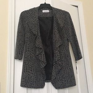 Calvin Klein black with grey open mid length coat